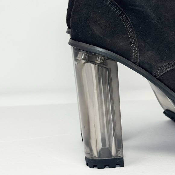 Dolls Kill Darker Wavs Kickdrum Clear Heeled Suede Work Boots Black Size 9 - Picture 3 of 16